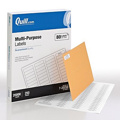Quill Brand Laser/Inkjet Labels 1/2" x 1-3/4" WE 80 Labels/Sheet 720258