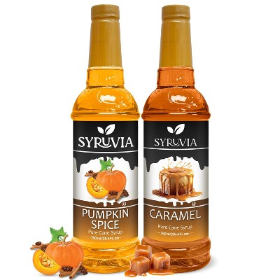 Syruvia Variety Pack - Pumpkin Spice & Caramel Syrup 25.4 Fl oz (2-Pack)