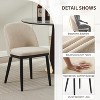 Acekool Upholstered Dining Chairs Set of 2, Modern Fabric Kitchen Side Chairs with Cushion, Wood Legs, Curved Back - 3 of 4