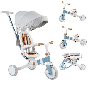 7 in 1 Baby Tricycle, Foldable Toddler Tricycle with Removable and Adjustable Parent Handle - 1 of 4