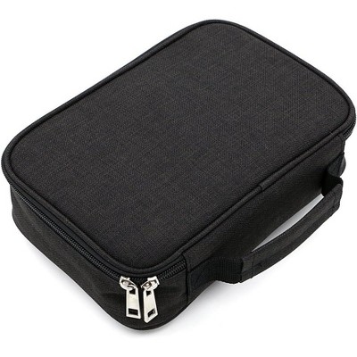 Fmeida High Capacity Zipper Pens Pencil Case- Multi-Functional Stationery Pouch 72 Slots Colored Portable Pencil Bags Black