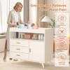Baby Changing Table Dresser, Nursery Dresser Chest, Wood Diaper Changing Station, with Changing Table Top, Safety Rails, 3 Drawers - 4 of 4