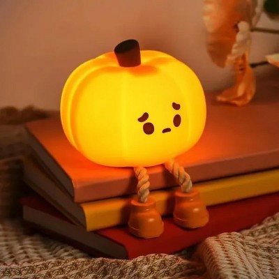 Pumpkin Night Light, LED Lamp, Silicone Dimmable Nursery Nightlight, Silicone Rechargeable Bedside Touch Lamp, Funny Office Desk, Halloween Decor