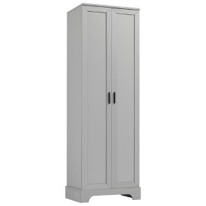 XINGHANZHENXUAN Black Storage Cabinet with Shelves, Waterproof MDF Board Organizer for Bathroom, Office, Living Room - 1 of 4