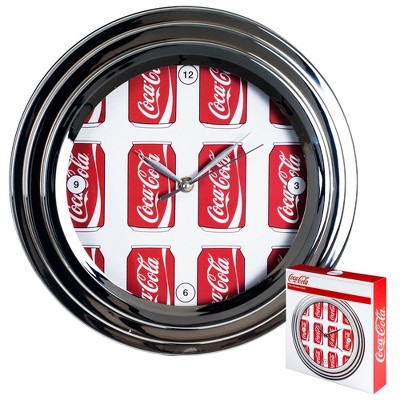 Coca-Cola Clock with Chrome Finish - Cans Style - 11.75 inches