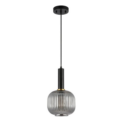 Rynner 8" Height Adjustable Pendant - PND4148 - Smoke Grey/Black - Safavieh