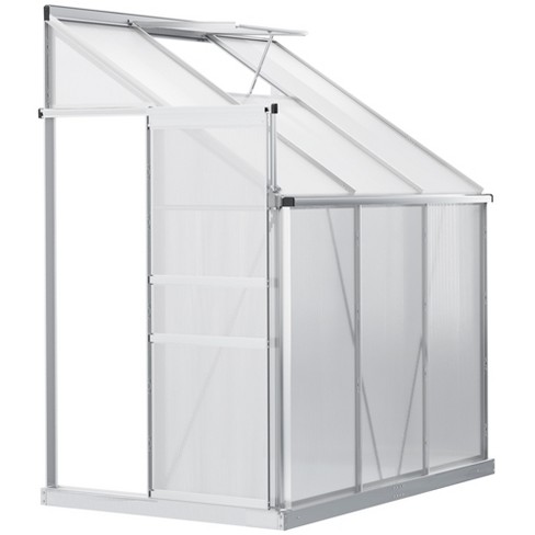 Outsunny 6' X 4' Aluminum Lean-to Greenhouse Polycarbonate Walk-in ...