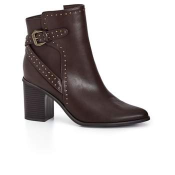 Women's WIDE FIT Orly Ankle Boot - choc brown | CITY CHIC