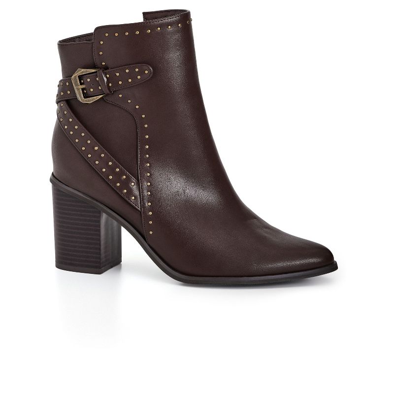 Women's WIDE FIT Orly Ankle Boot - choc brown | CITY CHIC, 1 of 3