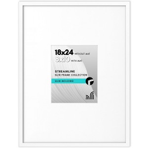 Americanflat 18x24 Poster Frame with Polished Plexiglass - Use as 8x10 Frame with Mat or Display 18x24 Photo Without Mat - - Thin Border Picture - 1 of 1