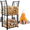 attop 2 Tiers Indoor Firewood Rack with 4 Hooks - Portable Outdoor Firewood Rack - 2 of 4