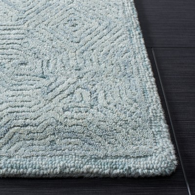 Aqua Hand-Tufted Wool Rectangular Area Rug 3' x 5'