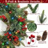 24 Inch Lighted Wreath for Front Door Outdoor with Pinecones Berried 50 Warm White Multicolor Lights 8 Modes Timer Norfolk Pine - 3 of 4