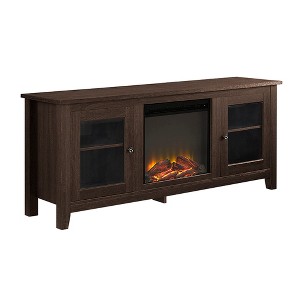 Transitional Glass Door Fireplace TV Stand for TVs up to 65" - Saracina Home - 1 of 4