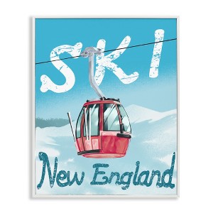 Stupell Industries Ski New England Red Winter Trolly Mountains Framed Giclee Art, White, 24" x 30" - 1 of 4