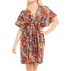 LA LEELA Women's Beachwear Summer Beach Dress Cover Ups for Swimwear Women Loose Front Tie Swimsuit Coverups for Women XL- XXL Multicolored, Floral - 2 of 4