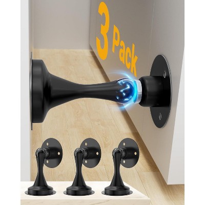 DOMETOUR Magnetic Door Stopper 3 Pack, Stainless Steel Door Holder with Adhesive & Screws, No Drill, for Wall or Floor