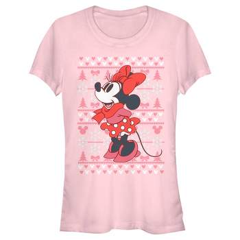 Juniors Womens Mickey & Friends Minnie Winter Sweater T-Shirt