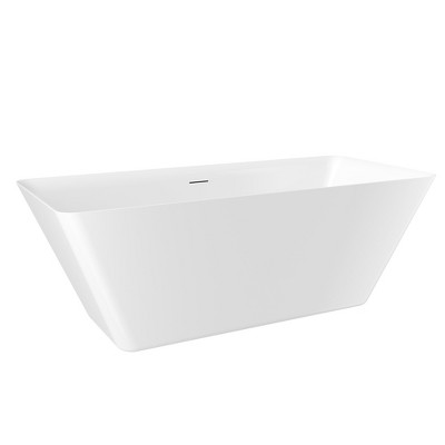 Cesicia 66 in-L x 29 in-W x 23 in-H Glossy White Freestanding Soaking Bathtub