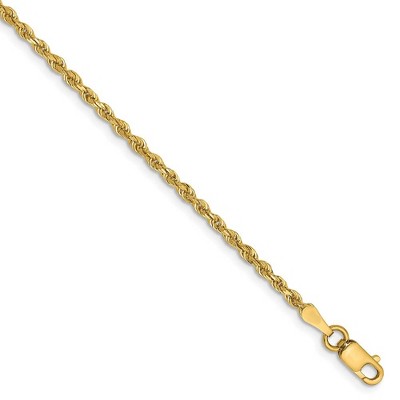 Black Bow Jewelry 2mm, 14k Yellow Gold, D/C Quadruple Rope Chain Anklet