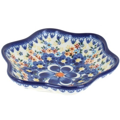 Blue Rose Polish Pottery Blue Dahlia Small Daisy Bowl