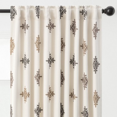 Chocolate Damask Print Room Darkening Polyester Curtain Panels, 52 x 63 Inches