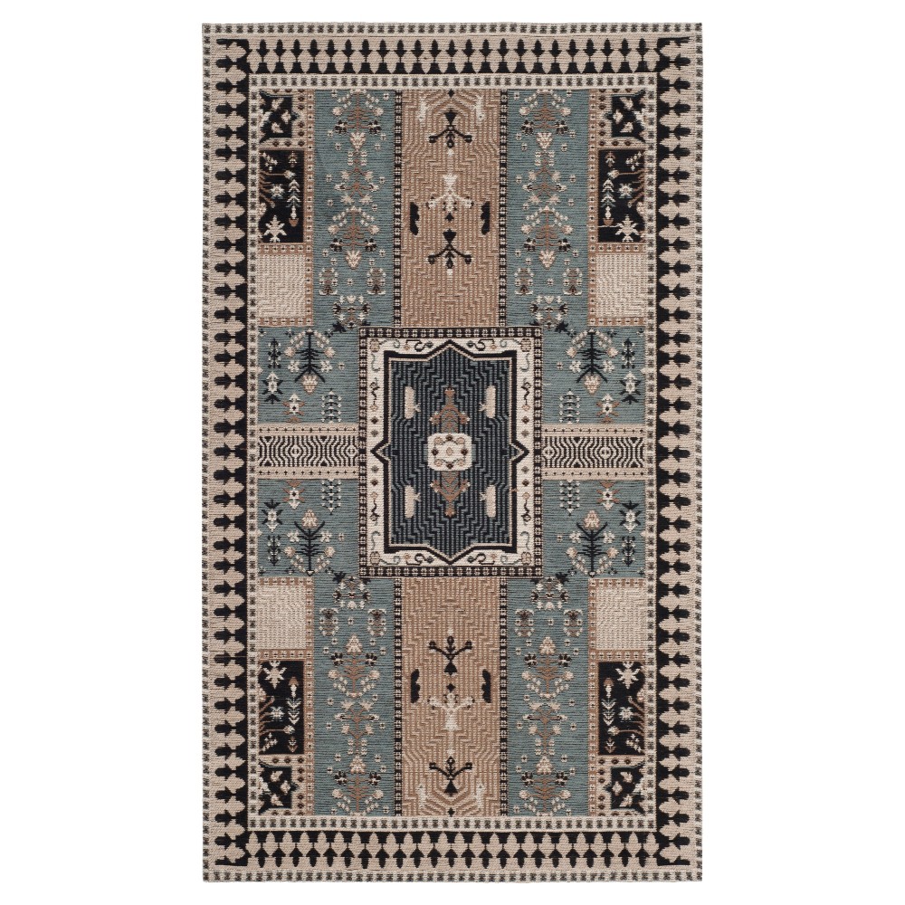 Slate/Beige Floral Loomed Accent Rug 3'x5'