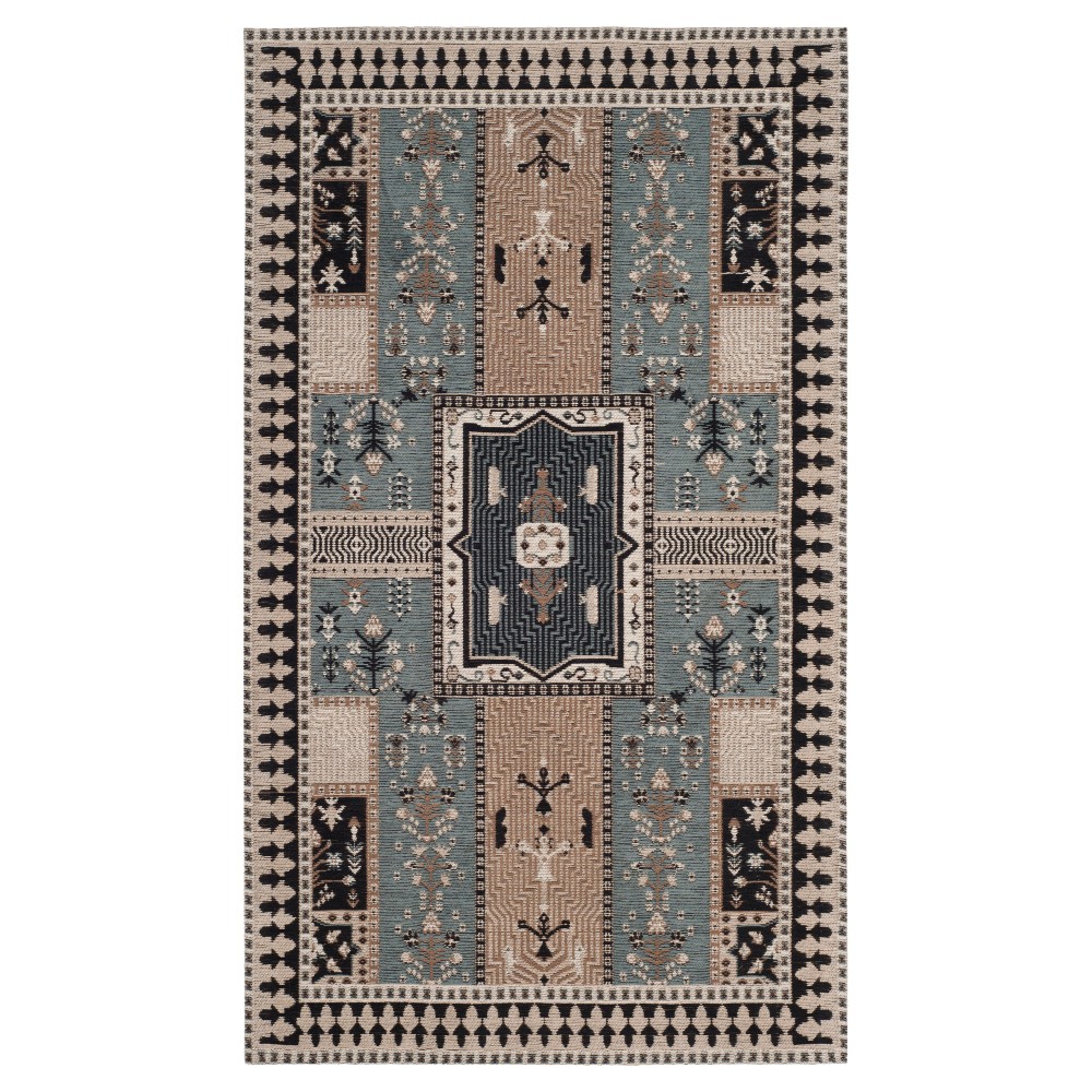 Slate/Beige Floral Loomed Accent Rug 3'x5' - Safavieh