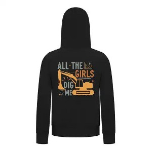 Everyday Kids All the Girls Dig Me Boys Zip Up Hoodie – Funny Construction Truck Sweatshirt - 1 of 4