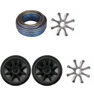 Kicker (2) CompVR 15-Inch (38cm) Subwoofer, DVC, 4-Ohm, w/ GR150 Grills & Speaker Wire Bundle - 1 of 4