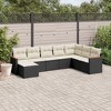 vidaXL Garden Sofa Set Black poly rattan with cream white cushions PE rattan - 2 of 4