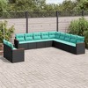 vidaXL Patio Sofa Set - 11 Piece Outdoor Modular Furniture - Black and Blue PE Rattan Sofa with Cushions for Patio, Garden, Yard or Terrace - 2 of 4