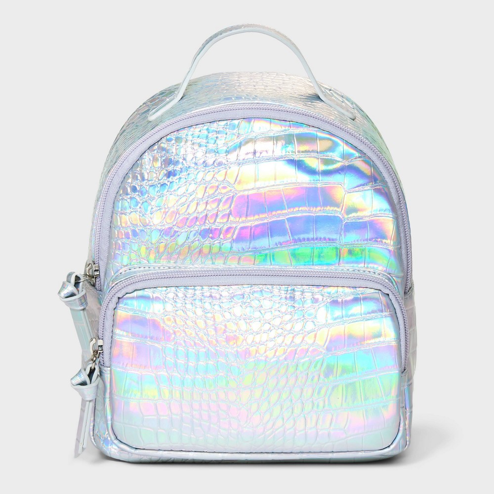 Photos - Travel Accessory Girls' 8.5" Mini Backpack with Crocodile Print - art class™ Silver