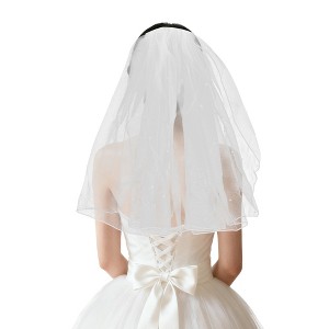 Unique Bargains Comb Wedding Veil White 1 Pcs - 1 of 4