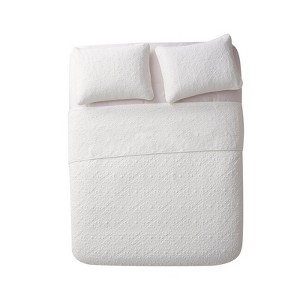 FIONECA Embossed Quilt Set Floral-Geometric Texture Design Stylish Bedding for Master Suite (Includes Quilt + Sham) - 1 of 4