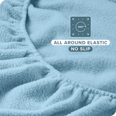 Twin XL Light Blue Microfiber Deep Pocket Fitted Sheet