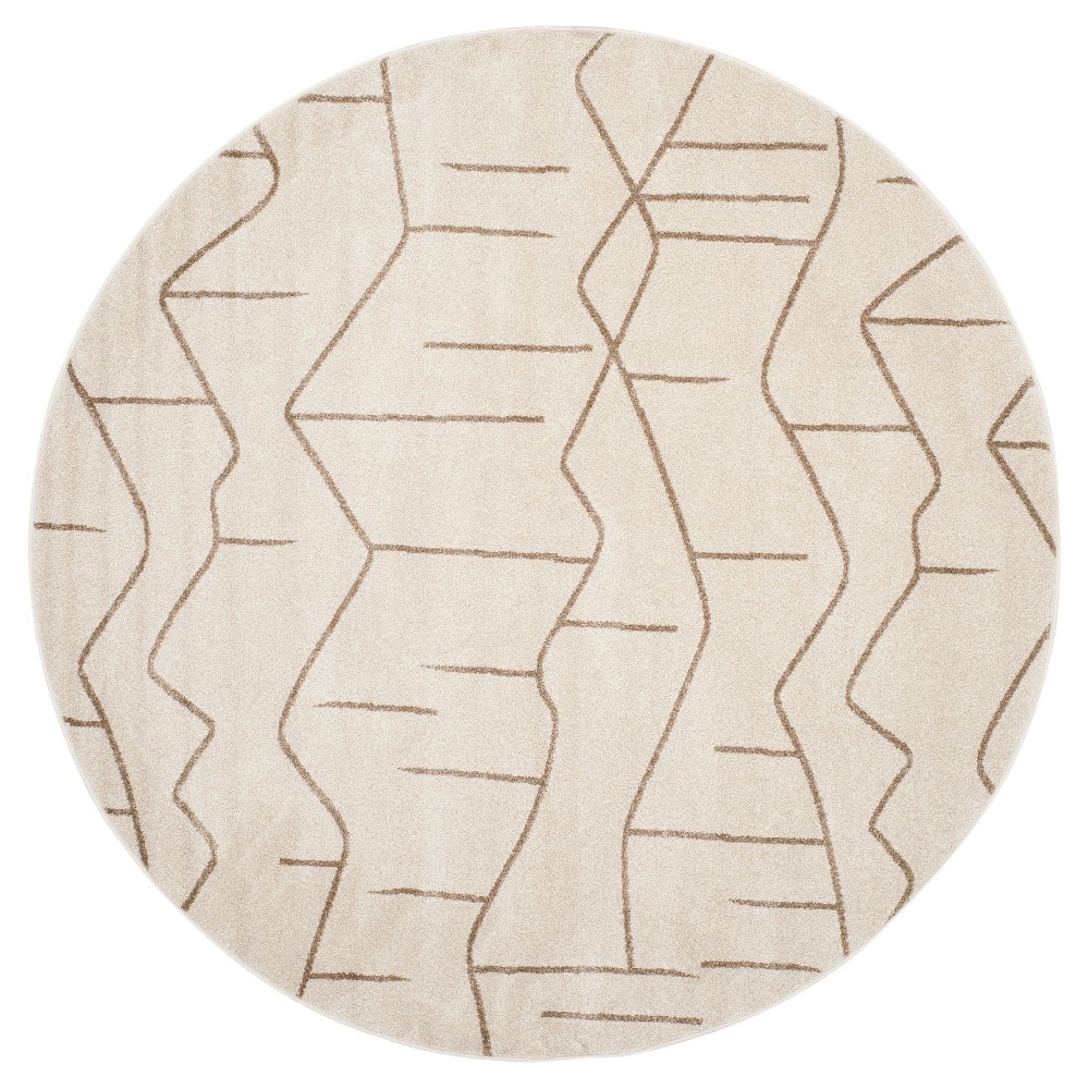 Ivory/Gray Abstract Loomed Round Area Rug - (7' Round) - Safavieh