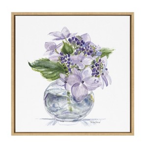Kate and Laurel Sylvie Hydrangea Blossom Bud Framed Canvas by Patricia Shaw, 22x22, Natural - 1 of 4