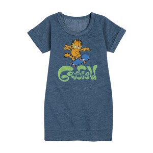 - Garfield - Garfield Skater Logo Graphic Short Sleeve Fleece Dress - 1 of 4