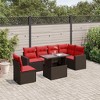 vidaXL 7 Piece Garden Sofa Set with Cushions Brown Poly Rattan - Brown - 2 of 4
