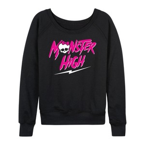 Women's - Monster High - Monster High Lightning Logo Lightweight French Terry Wide Neck Long Sleeve Shirt - 1 of 4