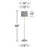 360 Lighting Abba Modern Floor Lamp Standing 66" Tall Brushed Nickel Platinum Gray Dupioni Silk Drum Shade for Living Room Bedroom Office House Home - 4 of 4