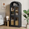 Arched Pantry Cabinet with Doors ，Wood Bookcase with 2 Drawers  Modern Display Storage Cabinet for Kitchen, Dining Room - 2 of 4