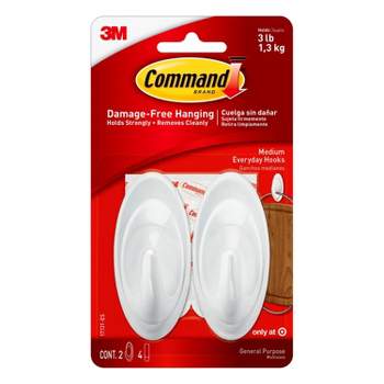 Command Medium Sized Designer Hooks White