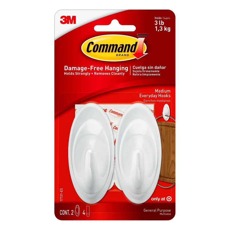 Command Designer Hooks (2 Hooks 4 Strips) White, 1 of 16