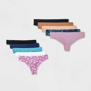 Women's 10pk Invisible Edge Thong Underwear - Auden™ Assorted Color - 1 of 3
