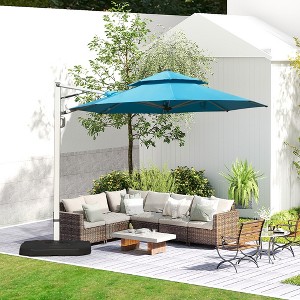 TiramisuBest 9ft Aluminum Cantilever Tilt Patio Umbrella with Center Pole - Lake Blue (Not Base) - 1 of 4