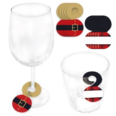 Big Dot of Happiness Jolly Santa Claus - Christmas Party Paper Beverage Markers for Glasses - Drink Tags - Set of 24
