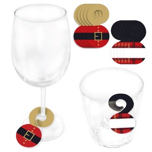 Big Dot of Happiness Jolly Santa Claus - Christmas Party Paper Beverage Markers for Glasses - Drink Tags - Set of 24 - 1 of 4