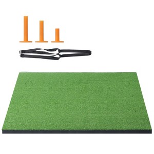 VEVOR Golf Hitting Mat, 5x5ft Artificial Turf Golf Hitting Mat, Thickened Golf Hitting Training Aids with 3 Rubber Tees,  Golf Practice Hitting Mat - 1 of 4